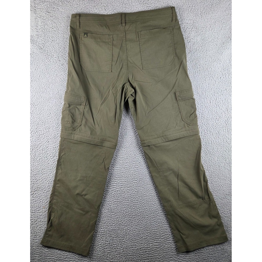 Prana Zion Convertible Cargo Hiking Pants Mens 38x32 Green Stretch Zip Off - Picture 11 of 13